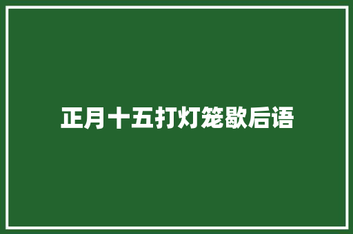 正月十五打灯笼歇后语