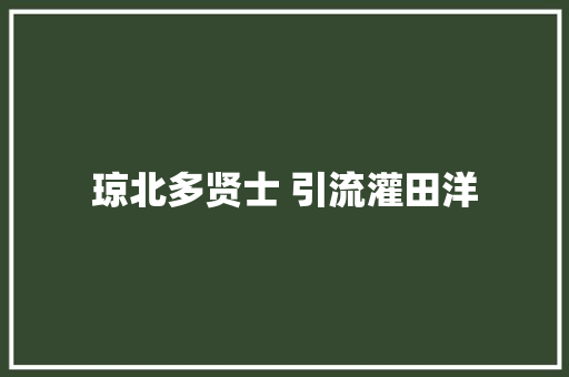 琼北多贤士 引流灌田洋