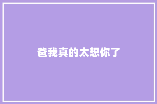 爸我真的太想你了