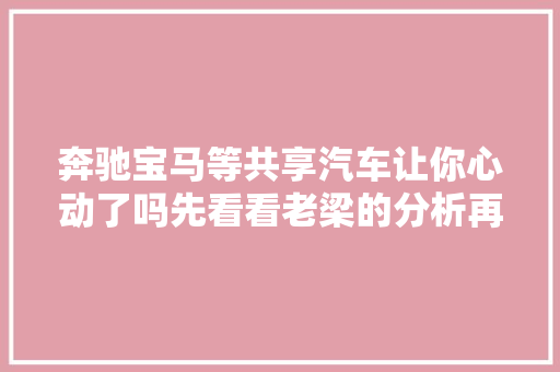 奔驰宝马等共享汽车让你心动了吗先看看老梁的分析再开也不迟