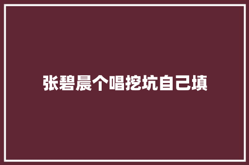 张碧晨个唱挖坑自己填