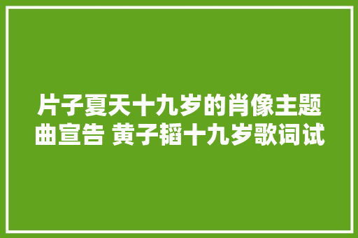 片子夏天十九岁的肖像主题曲宣告 黄子韬十九岁歌词试听