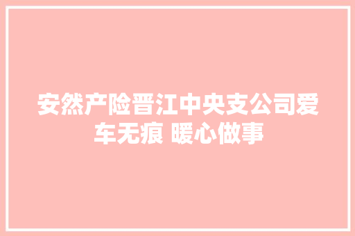 安然产险晋江中央支公司爱车无痕 暖心做事
