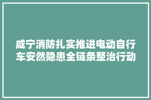 咸宁消防扎实推进电动自行车安然隐患全链条整治行动 汽车知识