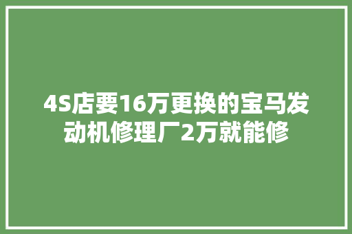 4S店要16万更换的宝马发动机修理厂2万就能修