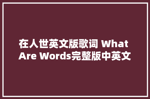 在人世英文版歌词 What Are Words完整版中英文翻译