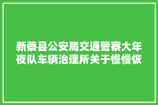新蔡县公安局交通警察大年夜队车辆治理所关于慢慢恢复现场办公通知书记