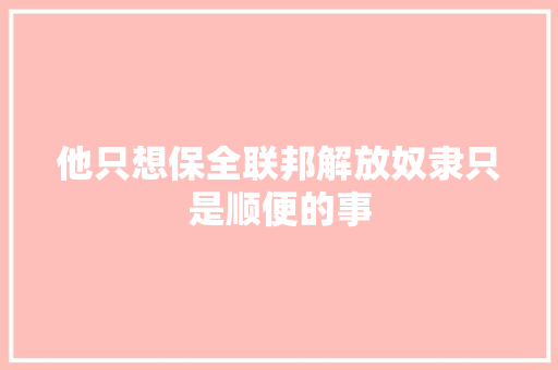他只想保全联邦解放奴隶只是顺便的事