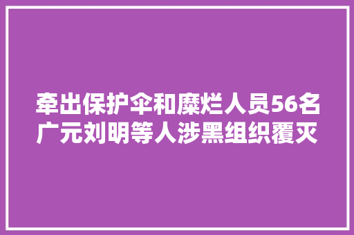 牵出保护伞和糜烂人员56名广元刘明等人涉黑组织覆灭