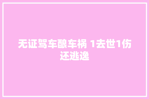 无证驾车酿车祸 1去世1伤还逃逸
