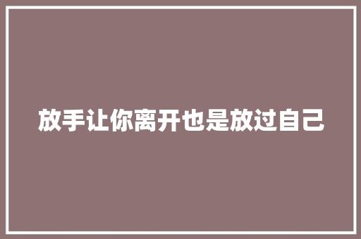 放手让你离开也是放过自己