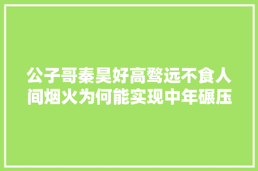 公子哥秦昊好高骛远不食人间烟火为何能实现中年碾压
