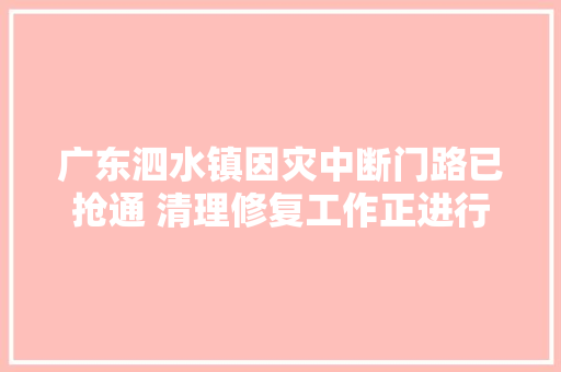 广东泗水镇因灾中断门路已抢通 清理修复工作正进行