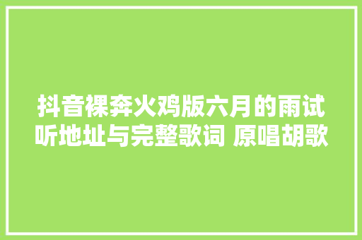 抖音裸奔火鸡版六月的雨试听地址与完整歌词 原唱胡歌