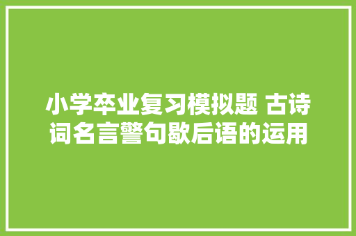 小学卒业复习模拟题 古诗词名言警句歇后语的运用