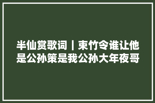 半仙赏歌词｜束竹令谁让他是公孙策是我公孙大年夜哥