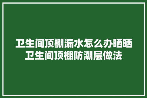 卫生间顶棚漏水怎么办晒晒卫生间顶棚防潮层做法