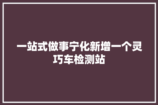 一站式做事宁化新增一个灵巧车检测站