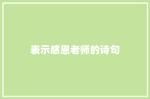 表示感恩老师的诗句