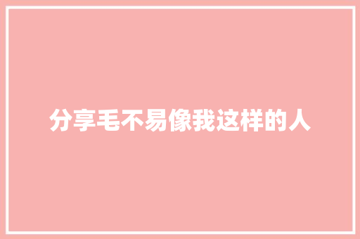 分享毛不易像我这样的人