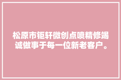 松原市钜轩微创点喷精修竭诚做事于每一位新老客户。