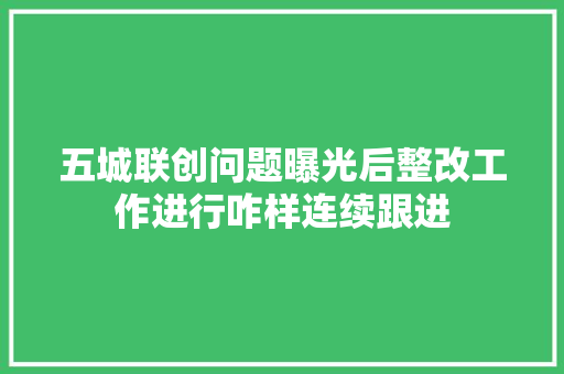 五城联创问题曝光后整改工作进行咋样连续跟进