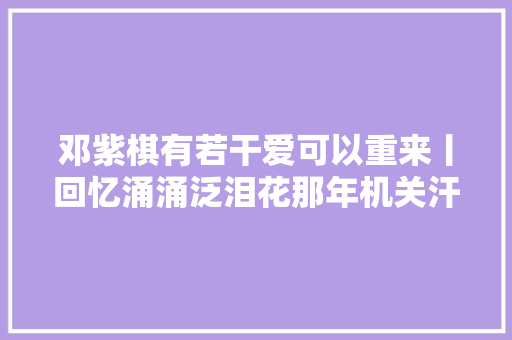 邓紫棋有若干爱可以重来丨回忆涌涌泛泪花那年机关汗水洒
