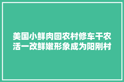 美国小鲜肉回农村修车干农活一改鲜嫩形象成为阳刚村夫