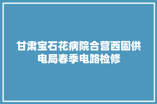 甘肃宝石花病院合营西固供电局春季电路检修