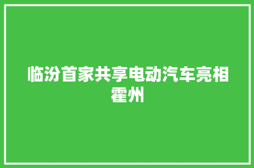 临汾首家共享电动汽车亮相霍州