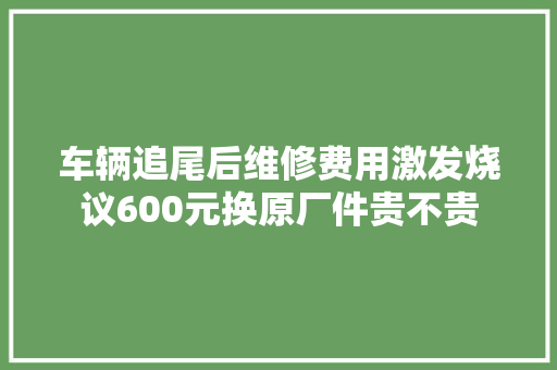 车辆追尾后维修费用激发烧议600元换原厂件贵不贵