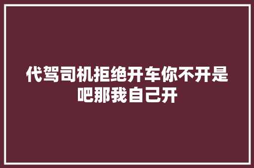 代驾司机拒绝开车你不开是吧那我自己开