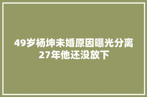 49岁杨坤未婚原因曝光分离27年他还没放下