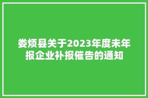 娄烦县关于2023年度未年报企业补报催告的通知