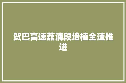 贺巴高速荔浦段培植全速推进 汽车知识