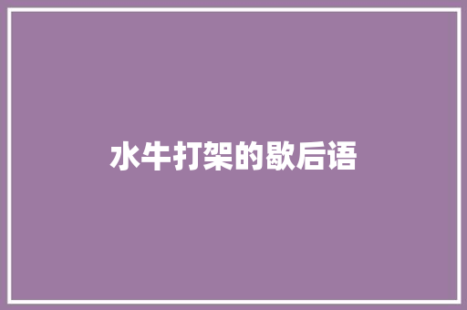 水牛打架的歇后语