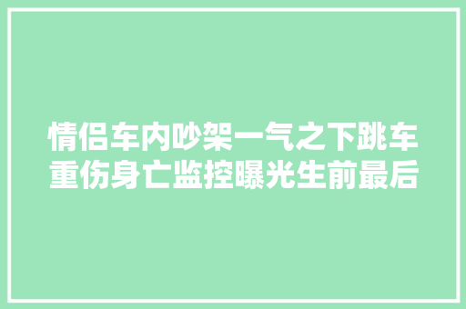 情侣车内吵架一气之下跳车重伤身亡监控曝光生前最后一幕