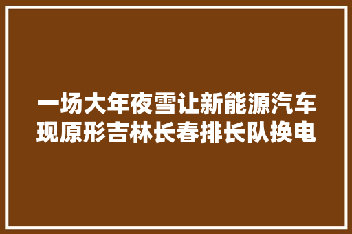 一场大年夜雪让新能源汽车现原形吉林长春排长队换电难