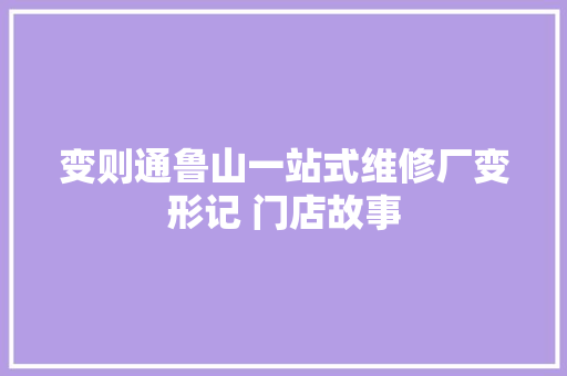 变则通鲁山一站式维修厂变形记 门店故事