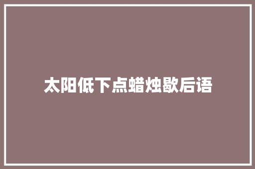 太阳低下点蜡烛歇后语