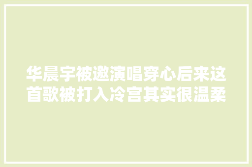 华晨宇被邀演唱穿心后来这首歌被打入冷宫其实很温柔