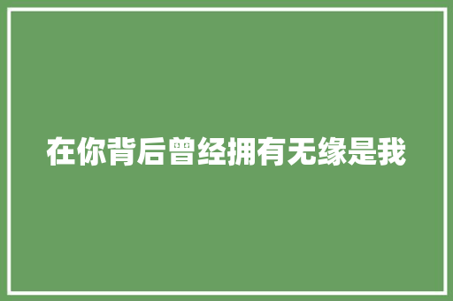 在你背后曾经拥有无缘是我