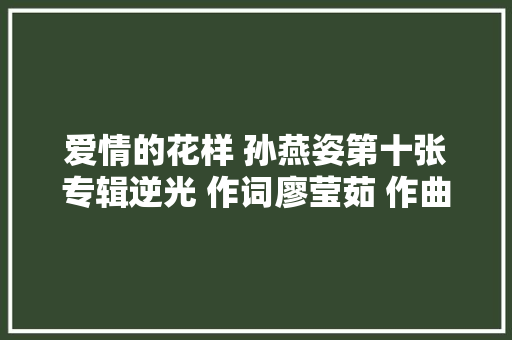 爱情的花样 孙燕姿第十张专辑逆光 作词廖莹茹 作曲