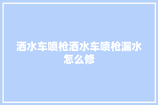 洒水车喷枪洒水车喷枪漏水怎么修