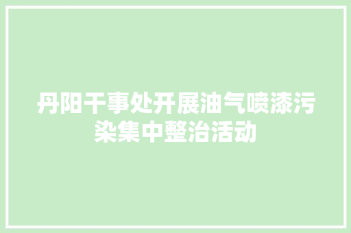 丹阳干事处开展油气喷漆污染集中整治活动