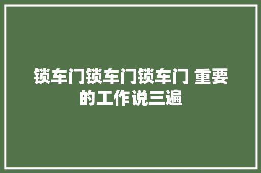 锁车门锁车门锁车门 重要的工作说三遍
