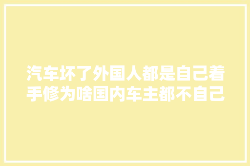 汽车坏了外国人都是自己着手修为啥国内车主都不自己修呢