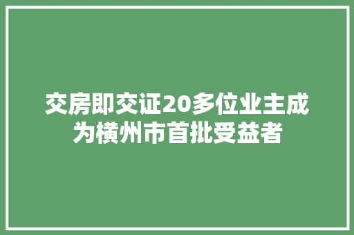 交房即交证20多位业主成为横州市首批受益者