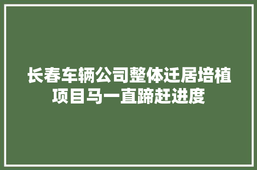 长春车辆公司整体迁居培植项目马一直蹄赶进度