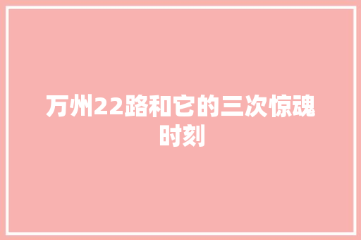 万州22路和它的三次惊魂时刻